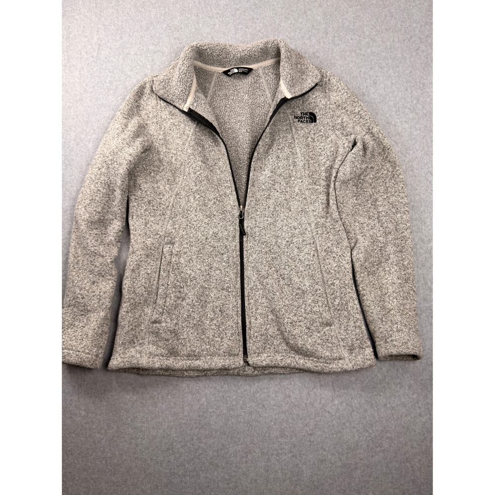 The North Face Womens Grey Crescent Full Zip Sweater Knit Fleece Jacket Size M